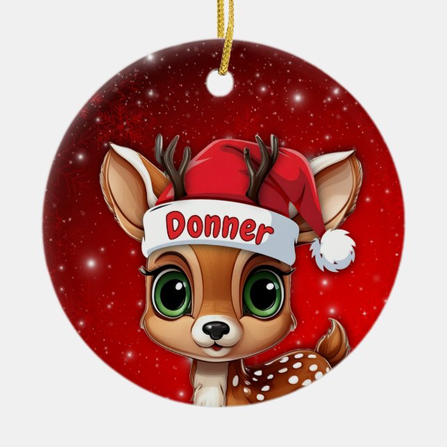 Adorno De Cerámica Donner Baby Deer, Fawn, Doe, Reindeer🦌 🎄 (Frente)