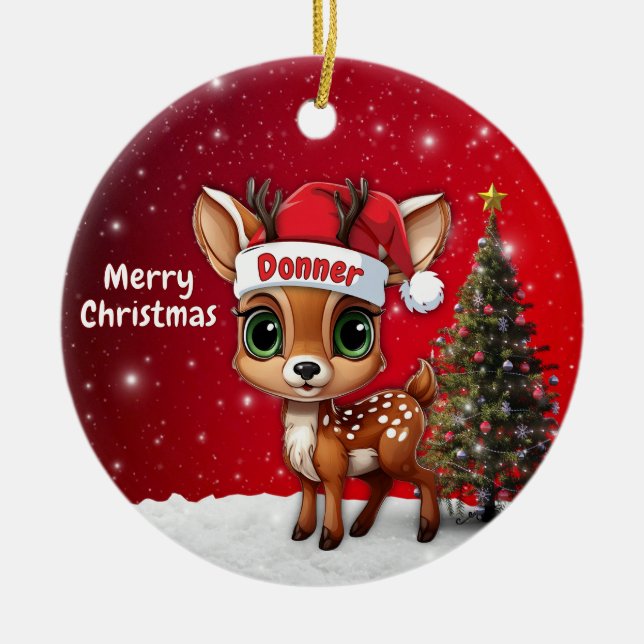 Adorno De Cerámica Donner Baby Deer, Fawn, Doe, Reindeer🦌 🎄 (Frente)