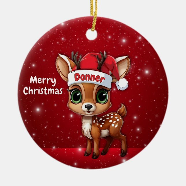 Adorno De Cerámica Donner Baby Deer, Fawn, Doe, Reindeer🦌 🎄 (Frente)