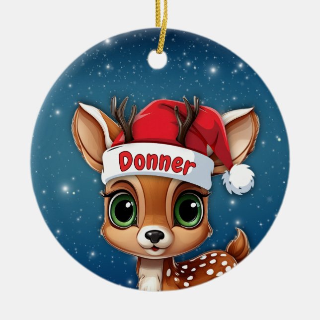 Adorno De Cerámica Donner Baby Deer, Fawn, Doe, Reindeer🦌🎄 (Frente)