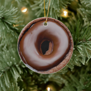Adorno De Cerámica Donut con escarcha de chocolate personalizado