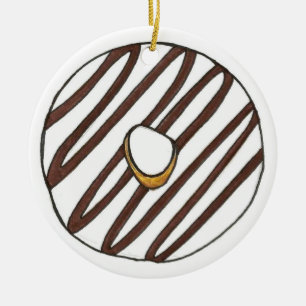 Adorno De Cerámica Donuts Strawberry Vanilla Zebra Stripe Doughnut