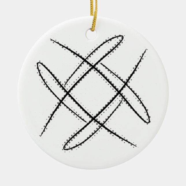 Adorno De Cerámica Doodle cruzado negro y blanco #15 (Frente)