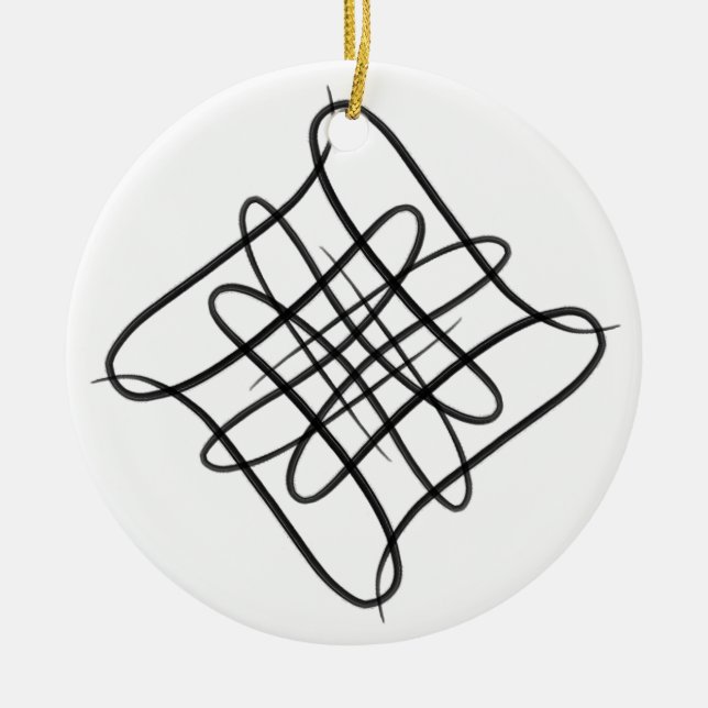 Adorno De Cerámica Doodle cuadrado en blanco y negro #11 (Frente)