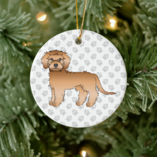 Adorno De Cerámica Doodle mini Goldendoodle de albaricoque Cartoon pe