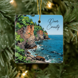 Adorno De Cerámica Door County, Wisconsin Travel Souvenir Keepsake  