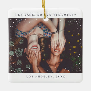 Adorno De Cerámica Dos amigos de fotos Keepsake de feriado Minimalist