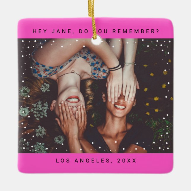 Adorno De Cerámica Dos amigos de fotos Keepsake de vacaciones Minimal (Anverso)