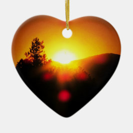 Adorno De Cerámica Dos atardeceres Naranjas brillantes