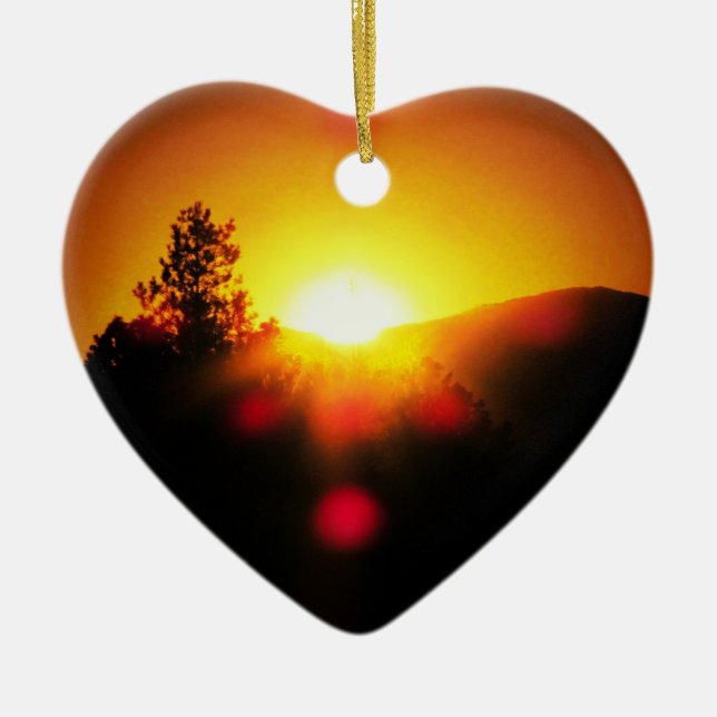 Adorno De Cerámica Dos atardeceres Naranjas brillantes (Frente)