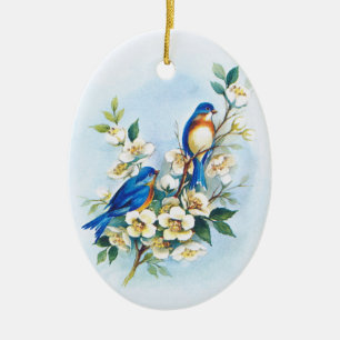 Adorno De Cerámica Dos Bluebirds