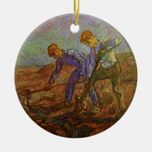 Adorno De Cerámica Dos campesinos cavando de Vincent van Gogh