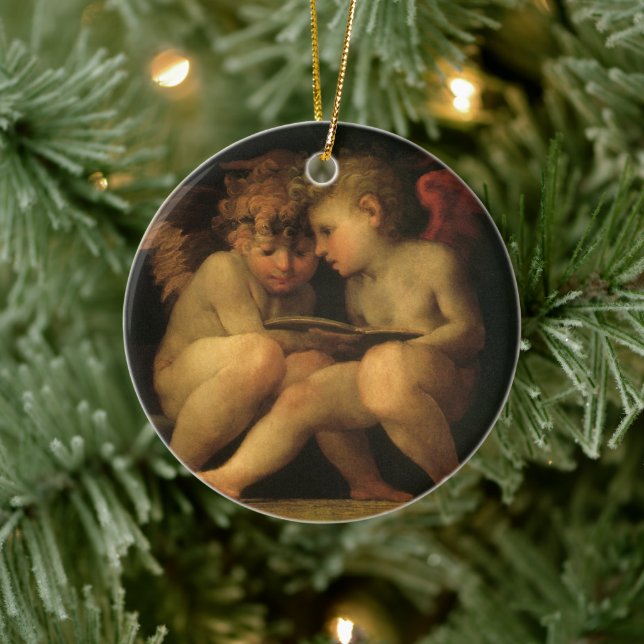 Adorno De Cerámica Dos cherubres leyendo por Rosso Fiorentino, ángele (Árbol)