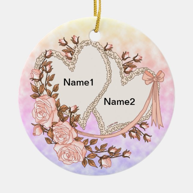 Adorno De Cerámica Dos corazones (Frente)