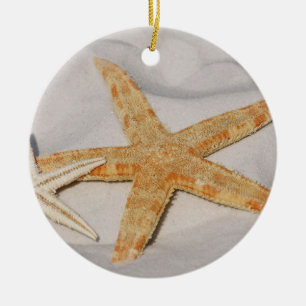 Adorno De Cerámica Dos estrellas de mar en la arena
