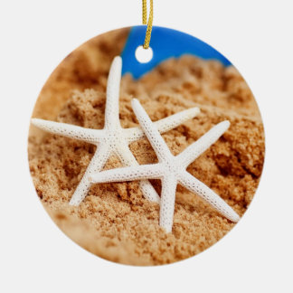 Adorno De Cerámica Dos estrellas de mar en la playa