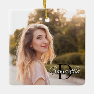 Adorno De Cerámica Dos Foto Monograma Chic Femenino