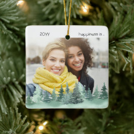 Adorno De Cerámica Dos fotos de felicidad en el bosque de pinos de mi