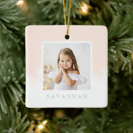 Adorno De Cerámica Dos fotos mínimas de Rubor rosado y copo de nieve