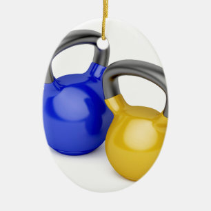 Adorno De Cerámica Dos kettlebells