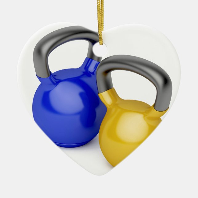 Adorno De Cerámica Dos kettlebells (Frente)