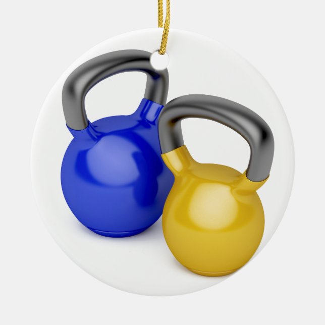 Adorno De Cerámica Dos kettlebells (Frente)