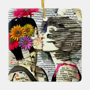 Adorno De Cerámica Dos mujeres enamoradas   Beso del Orgullo