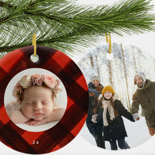 Adorno De Cerámica Dos Navidades de fotografía pintados con papel neg