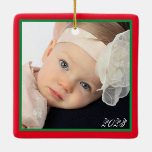 Adorno De Cerámica Dos Navidades de la FAMILIA fotográfica personaliz