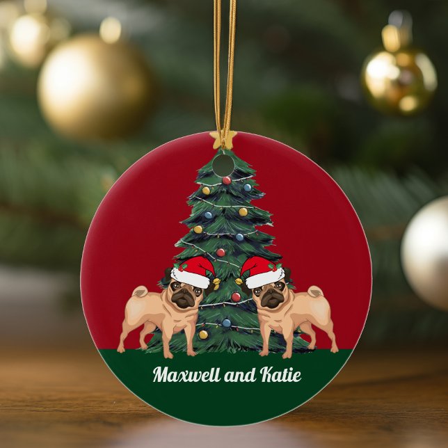 Adorno De Cerámica Dos Navidades de Pug perros en Personalizado de Sa (Subido por el creador)