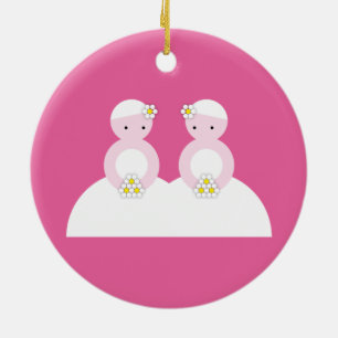 Adorno De Cerámica Dos novias caucásicas