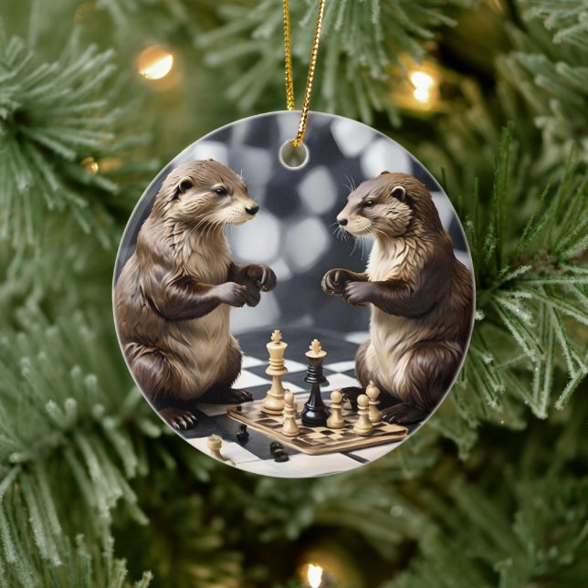 Adorno De Cerámica Dos Otras Jugando Ajedrez, (Árbol)