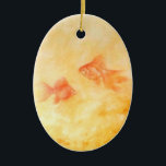 Adorno De Cerámica Dos peces dorados<br><div class="desc">De mi pintura acrílica original sobre lienzo con estilo de color vintage. Dos peces dorados románticos.</div>