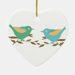 Adorno De Cerámica Dos pequeñas aves