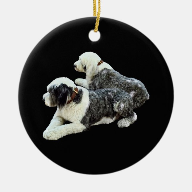 Adorno De Cerámica Dos perros pastores (Frente)