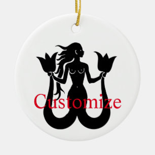 Adorno De Cerámica Dos siluetas de sirena de cola Thunder_Cove