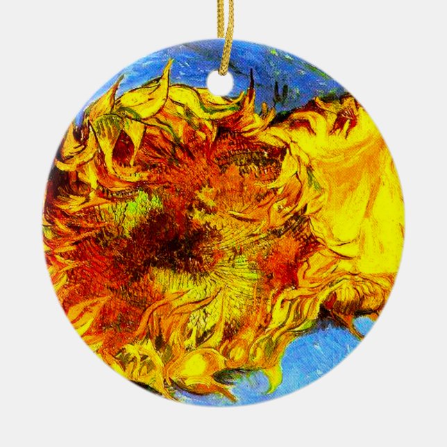 Adorno De Cerámica Dos Sunflowers Van Gogh (Frente)
