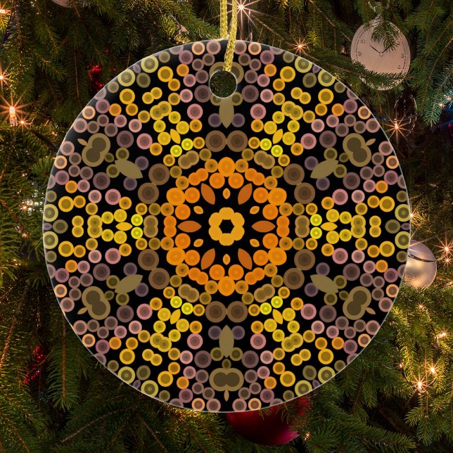 Adorno De Cerámica Dot Mandala Flor Amarillo y Púrpura (Subido por el creador)