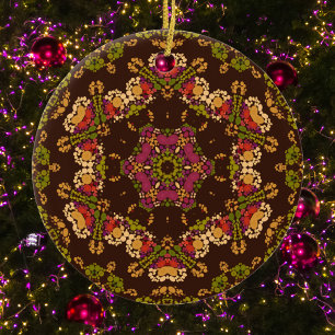 Adorno De Cerámica Dot Mandala Morado amarillo y Naranja