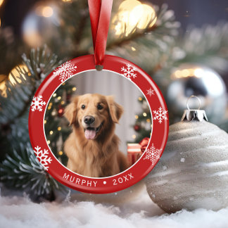 Adorno De Cerámica Double Sided Dog Photo Keepsake Christmas Ornament