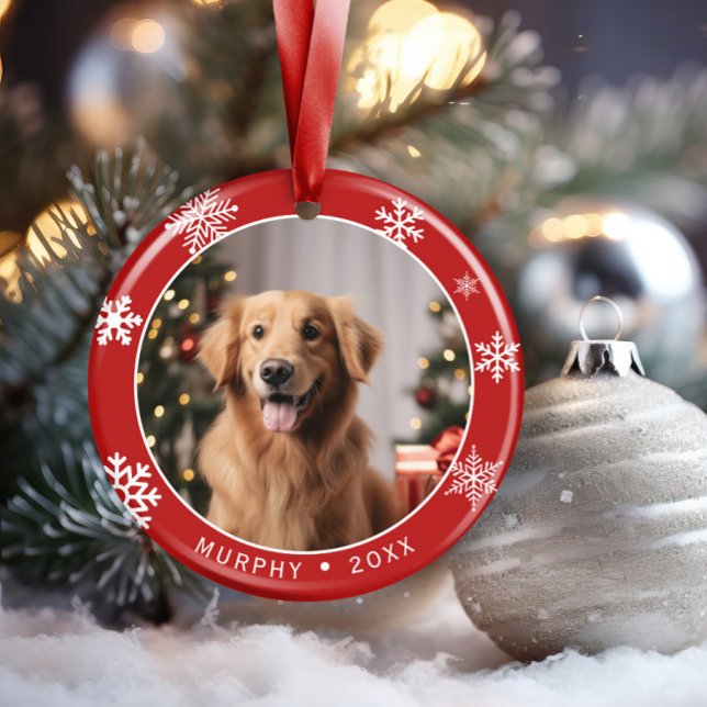 Adorno De Cerámica Double Sided Dog Photo Keepsake Christmas Ornament (Subido por el creador)
