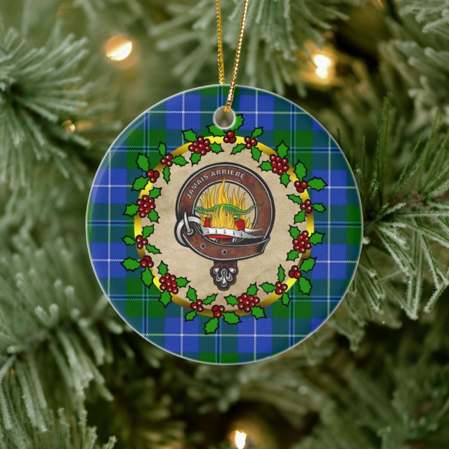 Adorno De Cerámica Douglas Clan Badge & Tartan Personalizado Xmas (Árbol)
