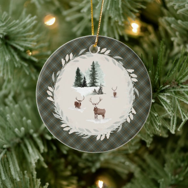 Adorno De Cerámica Douglas Weathered Original Escocia Tartán (Árbol)