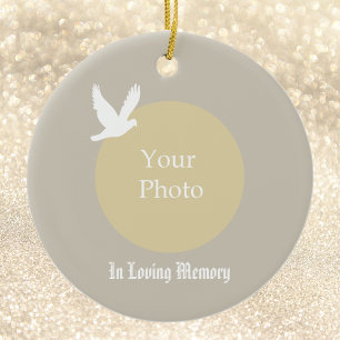 Adorno De Cerámica Dove con foto conmemorativo de la Navidad