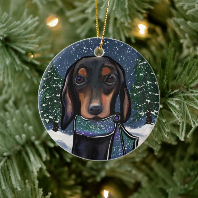 Adorno De Cerámica Doxie  (Árbol)