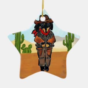 Adorno De Cerámica Doxie Gunslinger