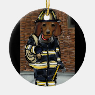 Adorno De Cerámica Doxie Rojo