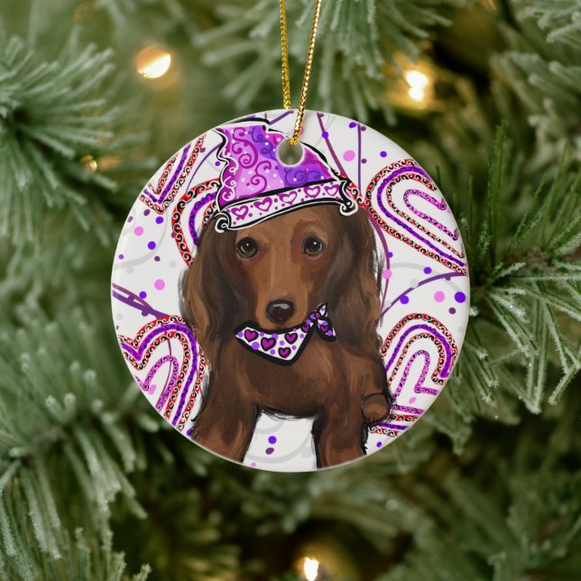 ADORNO DE CERÁMICA DOXIE ROJO DE PELO LARGO (Árbol)