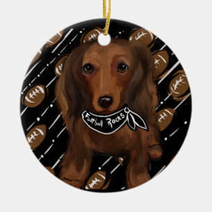 Adorno De Cerámica Doxies de pelo largo rojo