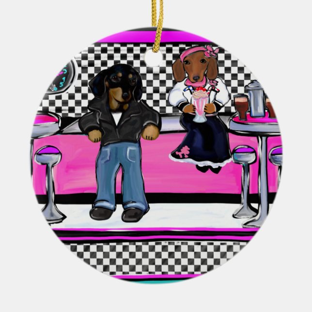 Adorno De Cerámica Doxies de rock y Roll (Frente)